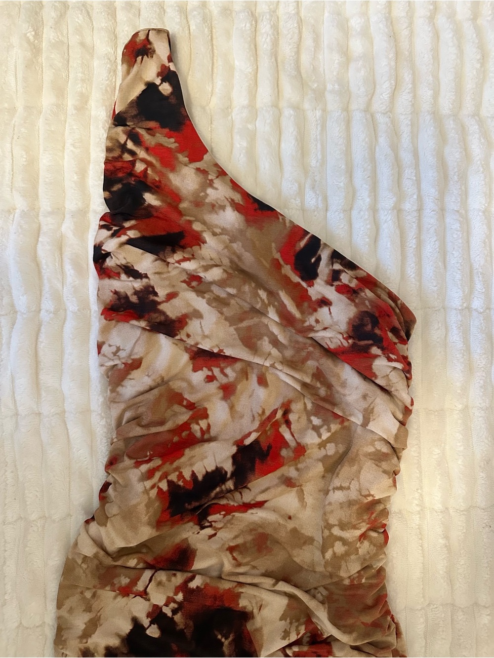 Fashion Nova Ellis Ruched Midi Dress - Rust/combo